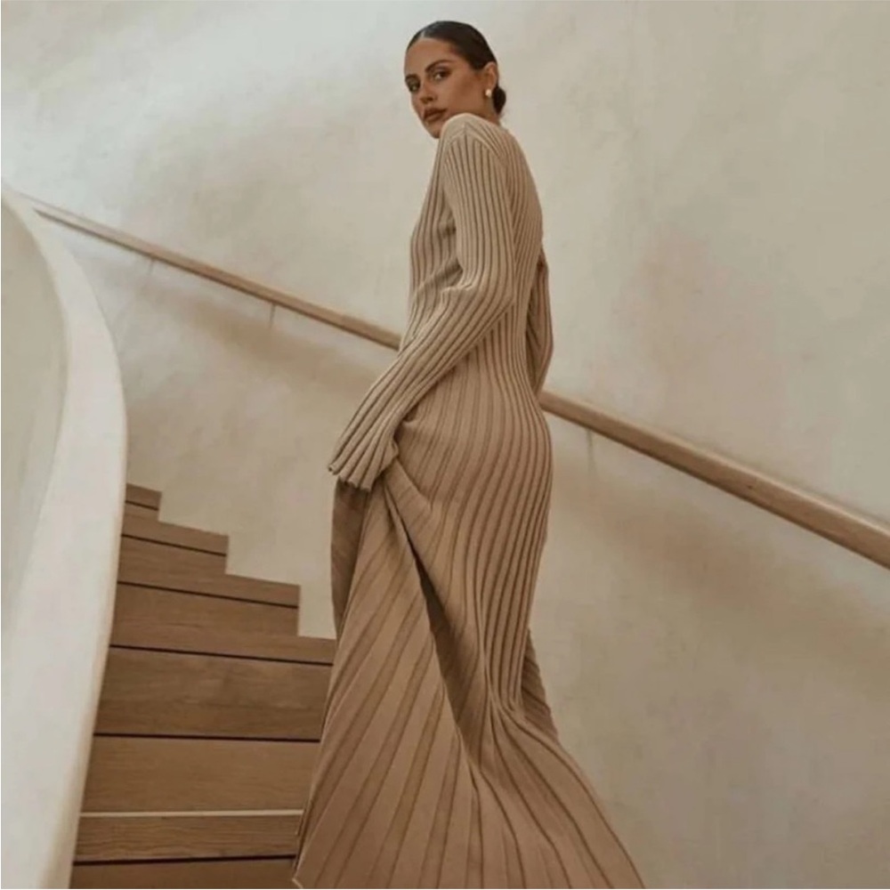 DISSH Dress Reign Maxi Ribbed Knit in Stone Cream - Picture 3 of 9